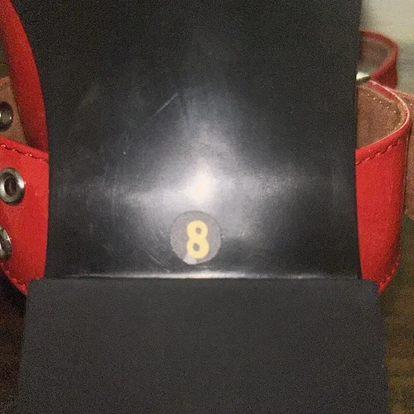 Steve Madden Red Studded Buckle Leather Y2K Slingback Flats Vintage Retro New - Picture 7 of 12